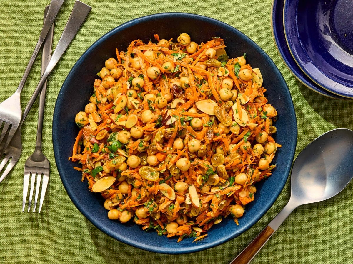 Chickpea and Carrot Salad With Raisins and Almonds