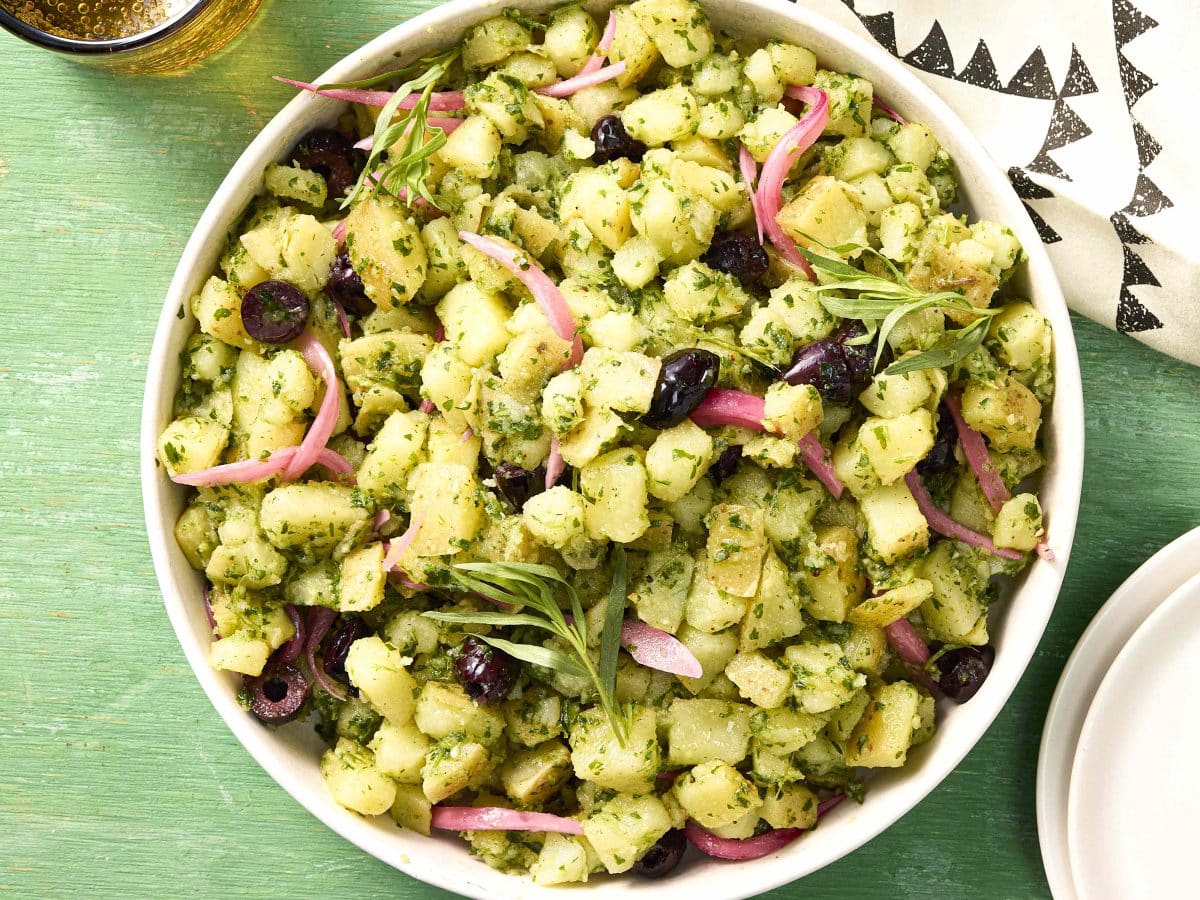 Potato Salad With Tarragon Pesto and Pickled Onions