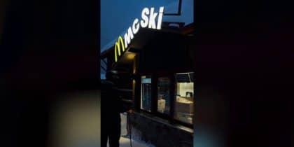 Ski-thru McDonald's in Sweden thrills woman who followed her passion