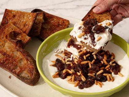 Whipped Feta Dip With Brown Butter, Dates, and Pine Nuts