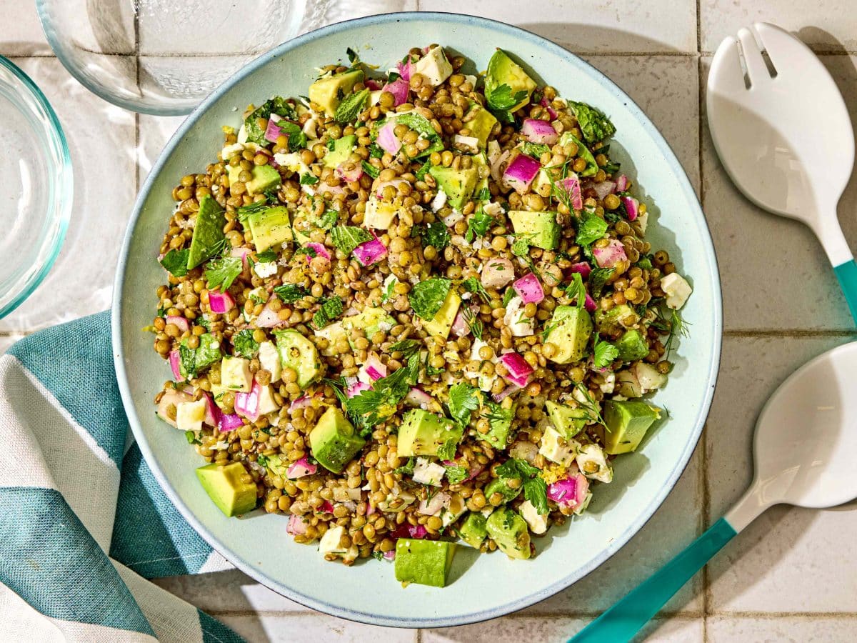 Lemony Lentil Salad With Avocado and Ricotta Salata