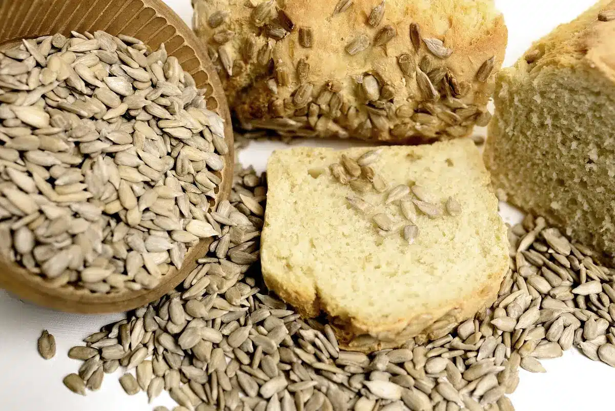 Close-up of bread crumb showing open texture and crust
