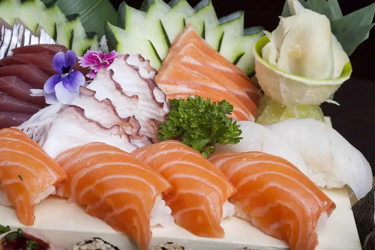 Chef preparing sushi rice in a professional kitchen