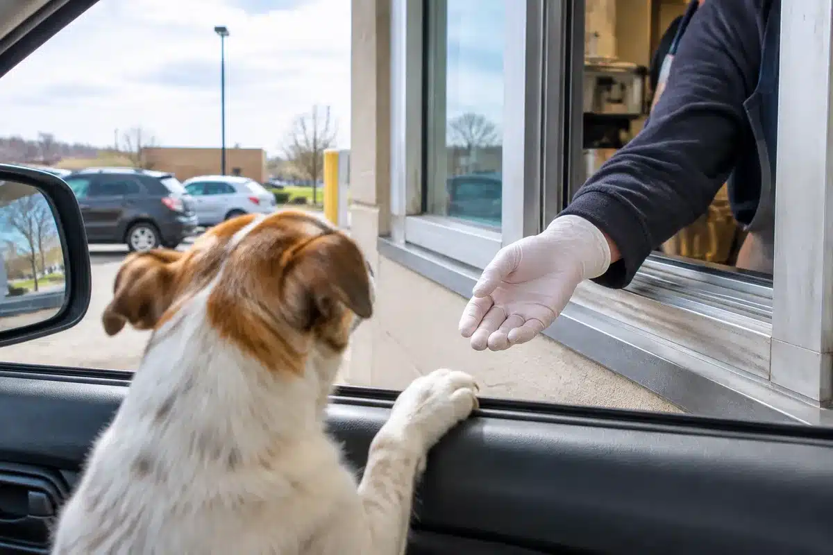 TikTok dog squeezes into Starbucks through window: viewers split over safety
